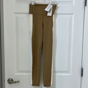 Calia corseted Leggings with Contrast Side Panels - Brown & Cream S